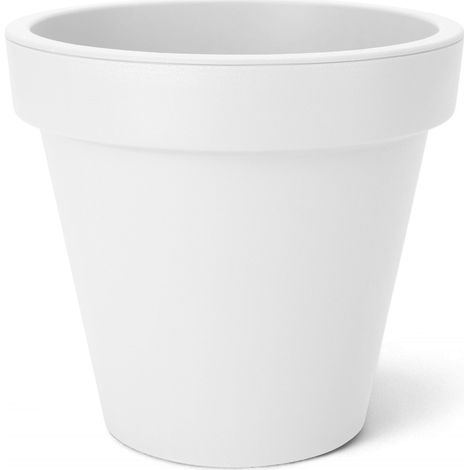 Kunststoff Pflanzkübel S klein - 30 cm/weiß - Blumenkübel rund für Außen und Innen - Garten Pflanztopf Blumentopf Pflanzgefäß Übertopf