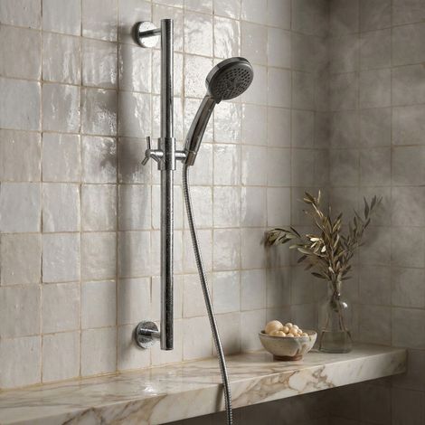PaulGurkes Ensemble de douche avec robinet croisé, barre de douche, douchette, flexible, douche à encastrer
