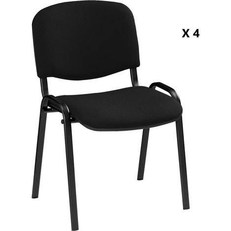 [JAMAIS UTILISE] Lot de 4 Chaises de Bureau Réunion MTI Noires Empilables 4 Pieds - Cx4-PR500 (1/5)
