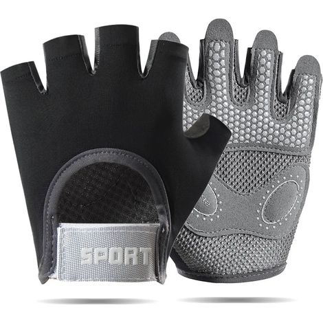 (Noir, Taille S) Gants de sport respirants, unisexes, adaptés au cyclisme et à l'entraînement de musculation en salle de sport.