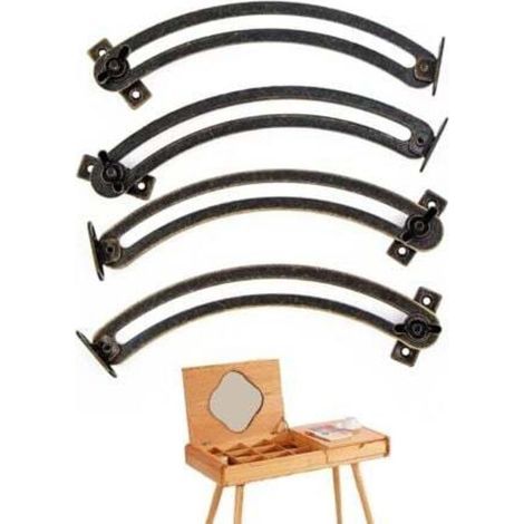 Charnière Soutien Couvercle Porte-ascenseur Support ,4 Pièces Vintage Courbé et Réglable Charniere Porte Placard pour Meuble, Armoire, Boîte à Jouets, Tatami, Couvertures (1/4)