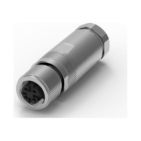Connecteur DIN RS PRO, 4 contacts, Femelle, Montage sur câble, A souder M12 ( Prix pour 1 )