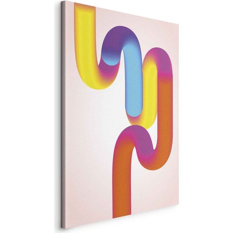 Pintura - Curvas coloridas - una composición dinámica en tonos amarillos, rosas y azules (1/3)
