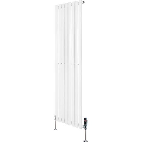 Radiador Ovalado Columna Simple Blanco 1125W 1600x480mm + Válvulas Termostáticas – Calefacción Hogar Eficiente Estilo Contemporáneo Acero Premium - Fácil Instalación y Bajo Consumo (1/5)