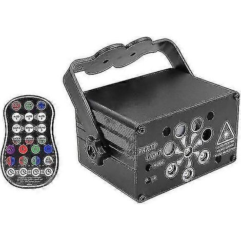 Lampe laser 120 LED, 6 trous, télécommande USB, couleurs vives, ambiance lumineuse, idéale pour KTV, Noël et scènes, noire.