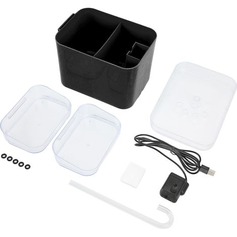 Fontaine à eau automatique pour animaux de compagnie 2L / 67oz pour chats avec robinet, pour une utilisation intérieure et extérieure, noire (type robinet). (1/5)