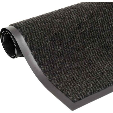 Paillasson d'entrée rectangulaire tapis antidérapant polypropylène noir 40 x 60 cm lot de 2 (1/5)