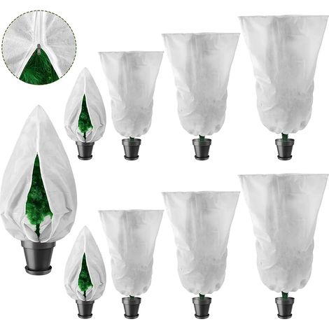Housse de protection antigel pour plantes, 1,2 x 1,8 m, avec cordon de serrage, idéale pour arbres et végétaux d'extérieur en hiver, lot comprenant des gants de jardinage. (1/5)