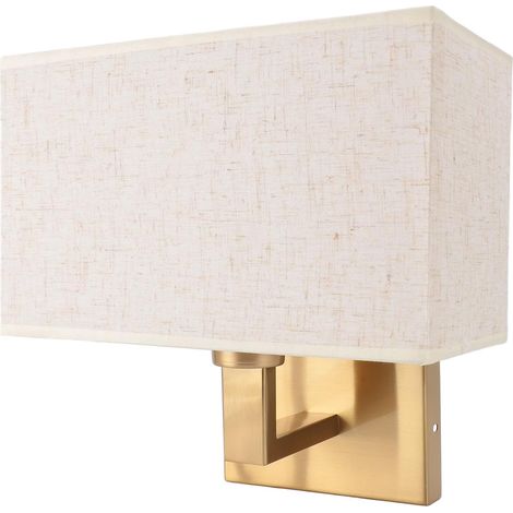 Applique da parete in lino con paralume moderno in tessuto, atmosfera accogliente, spina E26, zona lettura per camera da letto e balcone, grigio ferro 11,0x5,5x6