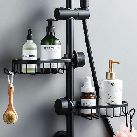 royaluxe - Lot de 2 Étagère Douche Sans Percage Inox, Étagère Salle de Bain Télescopique Inoxydable, (1/3)