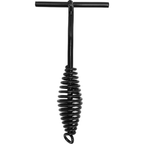 Lève-couvercle de 26 cm de long, manche spiralé, finition noire, en fer, design allongé, prise en main confortable, pour cocotte de camping. (1/5)