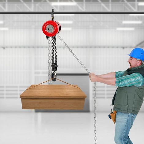 Kettenzug, Handkettenzug mit Handradschutz Tragfähigkeit 2T Maximale Hubhöhe 3m Sicherer Gebrauch für Fabriken Rot