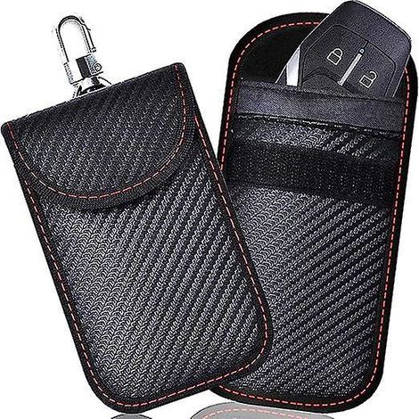 lot De 2 (noir), Tui De Protection Anti-rfid En Fibre De Carbone, Sac De Blocage De Signal De Botier De Cl De Voiture Anti-rfid (1/5)