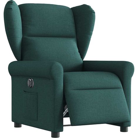 Poltrona Elettrica Reclinabile Verde Scuro in Tessuto vidaXL