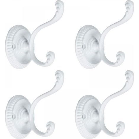4pcs Patère Crochet Porte Manteau Murale pour Peignoir Serviette Crochet De Porte Salle de Bain Cuisine Crochet Alliage Zinc avec Vis blanc (1/5)
