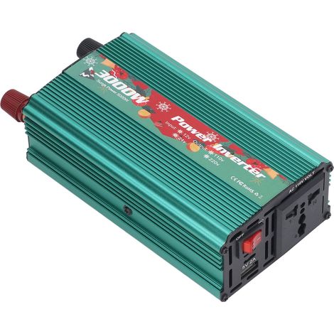 Onduleur de puissance 3000 W, édition Noël, DC12V vers AC, solaire, extérieur, pour voiture, vert, 110 V (1/5)