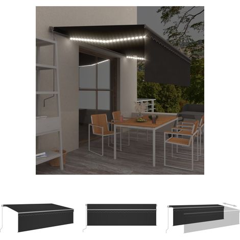 Markise Anthrazit - vidaXL Markise Manuell Einziehbar mit Rollo & LED 5x3 m Anthrazit - Markise 5x3 m (1/5)
