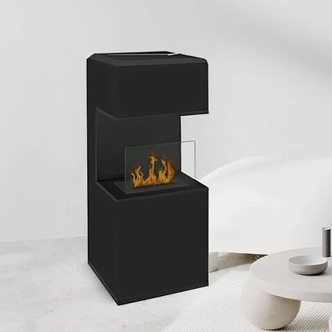 Dmora - Bioethanol-Kamin Ancarano, Ökologischer Kamin, Rauchfreies Feuer, Heizung mit Ethanol, Made in Italy, 38x38 h100 cm, Schwarz (1/3)