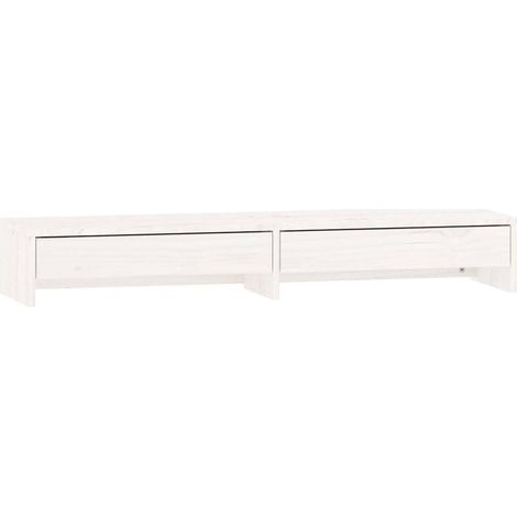 vidaXL Monitorständer Weiß 100x27x15 cm Massivholz Kiefer (1/5)