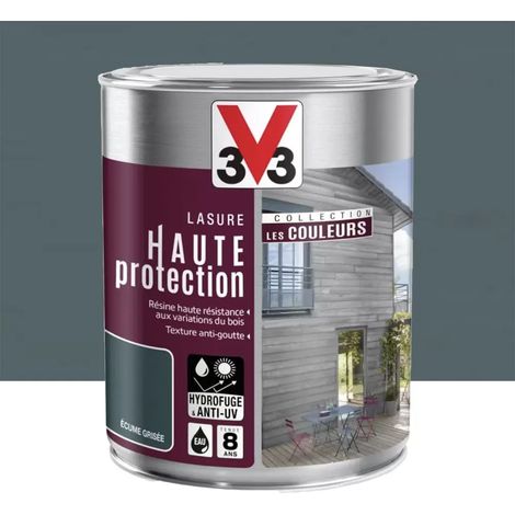 Lasure Haute Protection V33 Les Couleurs 8 ans Ecume Grisée 1 L (1/4)
