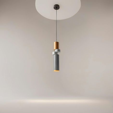 Suspension design grise & or – tige & anneaux gris SOLANA (1/5)