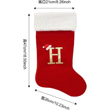 Grandes chaussettes de Noël, décorations de Noël, ornements de lettres anglaises, chaussettes à lettres, sacs cadeaux de dessins animés pour enfants