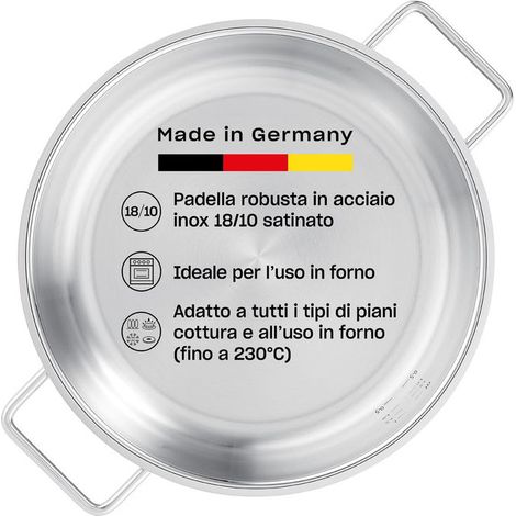 Fissler Padella in Acciaio Inox 28 cm Pure Collection Bordo Alto Compatibile Induzione