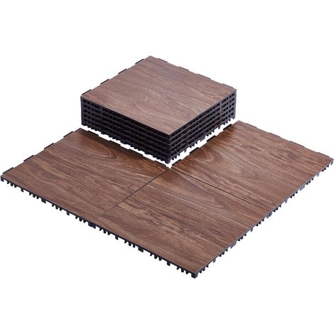 Dalles de sol de danse, 12,4 x 12,4 po, 9 pièces emboîtables, sol de danse portable avec base rembourrée (aspect chêne, 9 pi²/boîte) (1/5)