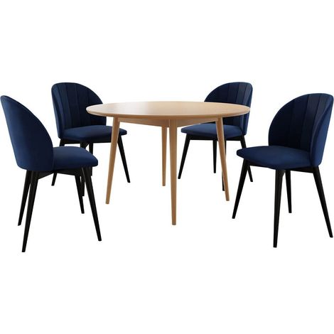 Conjunto de mesas y sillas para comedor Racine 127, Marrón, 75x0x0cm, Diámetro: 100, Número de asientos: 4, Estilo: Contemporary