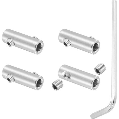 3mm Trou Agrafe Corde 4Pcs avec M4 Vis Hexagonale Clé Argenté Colliers de Serrage Acier Inox 304 Double Trou Clip pour Fil pour Raccords de Câbles Métalliques (1/5)