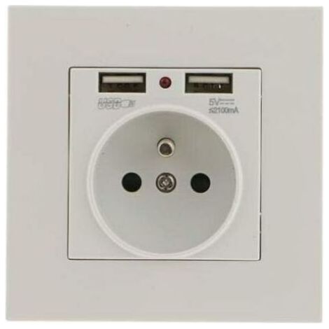 Lot de 2 prises murales électriques encastrables, avec double port USB 5V/2100mA, pratique et maniable pour installation murale (1/4)