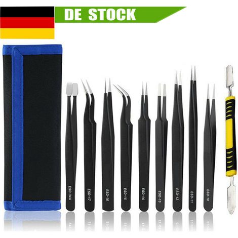 Pinzette - Set De 10 Pinces De Précision En Acier Inoxydable ESD - Pour Électronique Et Modélisme - 10 Pièces (1/5)