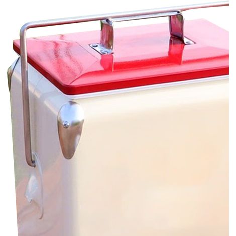 Mini-Kühlschrank im Retro-Cola-Design, 13 Liter, tragbarer Reisekühlschrank für Camping und Picknicks, 38 x 32 x 24 cm, Farbe: Milchtee (1/4)
