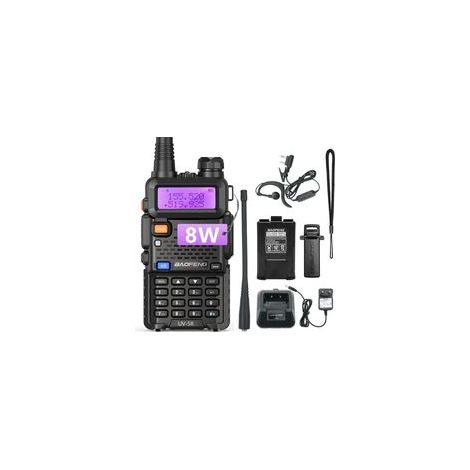 Walkie talkie UV-5R 8W – 128 canales – Comunicación doble banda VHF 65-108 MHz – Émetteur-récepteur con écouteurs