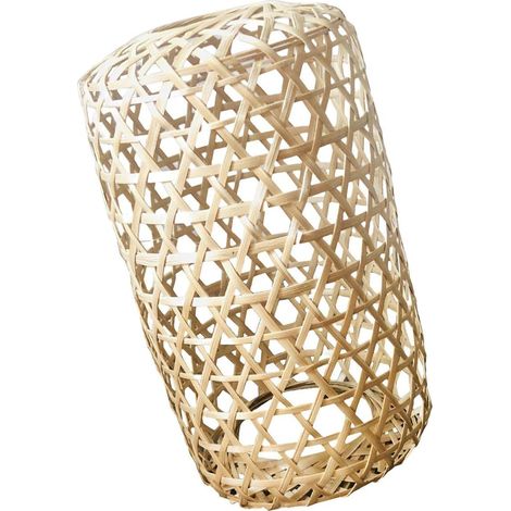 4 Abat-Jour Rotin, Dôme Beige Tissé Main, 18x11cm, Pour Suspension Luminaire, Salon, Chambre