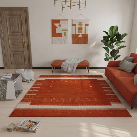 Tapis en laine Aurora Flair - Tapis en laine  - 200x200cm, Square - 100% Laine vierge - Tissé main - Or