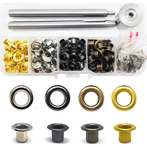 1 kit œillets en cuivre, outils de perforation et d'installation inclus, base fournie, pour chaussures, cuir, vêtements, DIY (1/5)