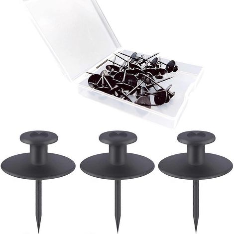Lot de 30 punaises noires pour accrocher des tableaux, crochets muraux à double tête, idéales pour les locataires et les petits cadres photo. (1/5)