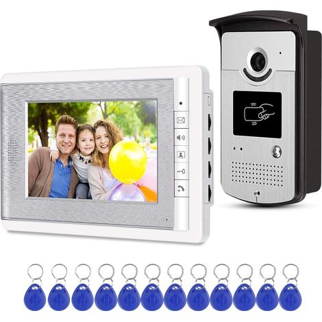 Interphone Maison Vidéo Interphone Vidéo RFID Système De Contrôle D'accès Caméra Moniteur '' Ecrans TFT Couleur Support EM Déverrouillage Porte-clé ( caméra Moniteur) (1/5)