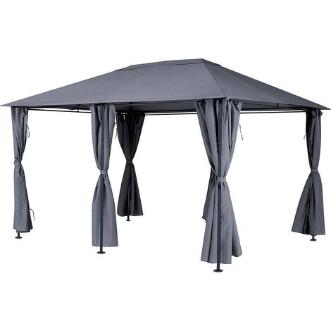 Gazebo rettangolare in ardesia santorini 4x3m in acciaio trattato con polveri epossidiche - Hespéride (1/3)