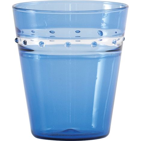 Zafferano Set 4 Bicchieri Tumbler A Pallini colore Bluino in vetro borosilicato soffiato a mano con tecnica tradizionale incalmo per uso quotidiano