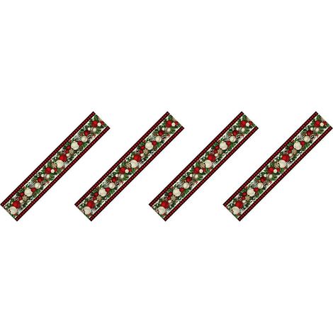 Chemin de table de Noël en lin à carreaux rouges et noirs (4 pièces), 183 cm de long, décoration hivernale saisonnière. (1/5)