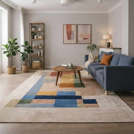 Tapis design ArtisticFlux - Designertapis - 290x190cm, Rectangular - 100% Laine vierge - Tufté main - Bicolore