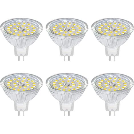 Ampoule GU5.3 LED 12V 5W Blanc Neutre 4000K, Ø50mm, Équivalent GU5.3 35W 50W, 500LM, AC/DC 12V MR16 GU5.3 Spot LED Encastrable pour Jardin Extérieur/Entrée, Non-dimmable, lot de 6