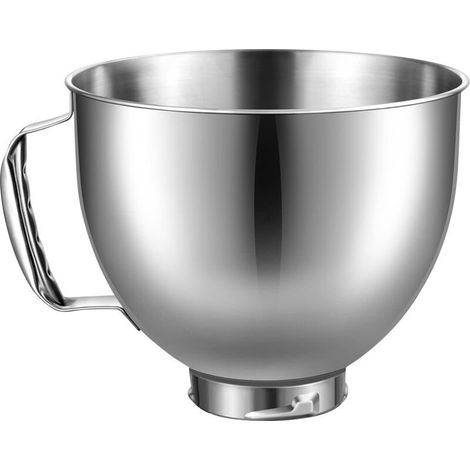 HOXILEELEO - Bol mélangeur en acier inoxydable KSM150 pour robots pâtissiers KitchenAid Artisan et Classic Series à tête inclinable, 4,5 broches/5 litres, argent, 5 QT SSB (1/5)