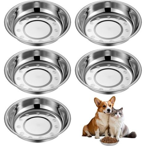 Allecto Plus - Ciotola per gatti da 15 cm - Ciotola in acciaio inox - Adatta a gatti e cani di piccola taglia - Ampia superficie per i baffi - Design piatto - Set da 5 pezzi (1/5)