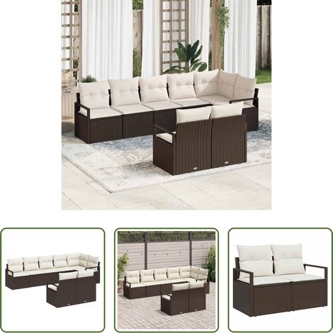 vidaXL Poly-Rattan - Sofa Set 8 pcs Braun Poly-Rattan (1/5)