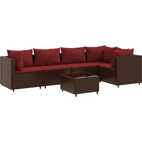 Maison Exclusive - Set Mobili da Giardino 6pz con Cuscini in Polyrattan Marrone