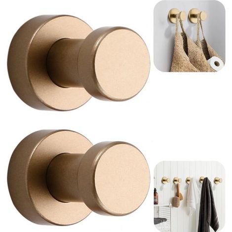 Crochets muraux dorés lot de 2 - patères 2,9 x 2,2 cm avec vis pour cuisine (1/5)