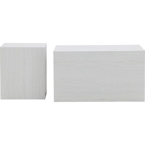 Lot de 2 Tables Basses Effet Bois "York" 80cm Blanc (1/5)